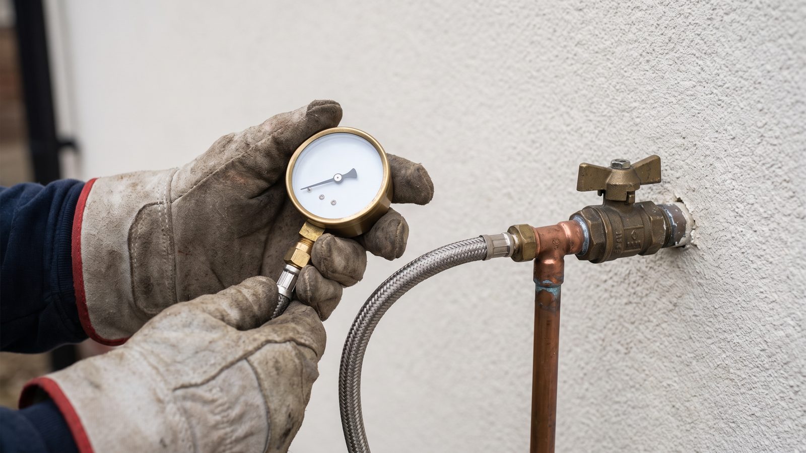 Pressure test gauge on a gas pipe before a certificate of compliance
